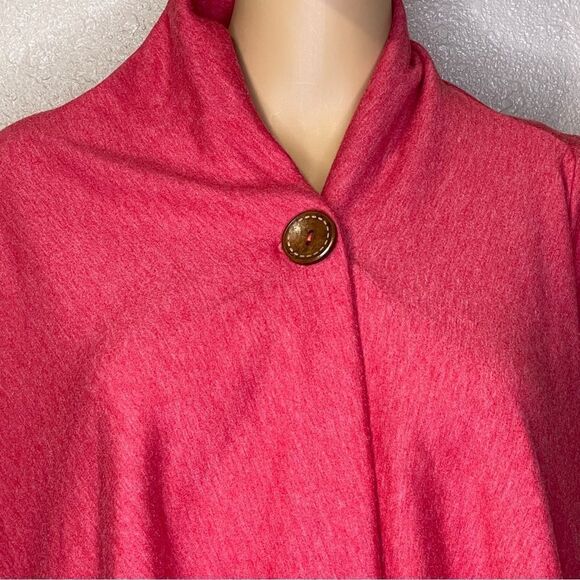 Nordstrom Bobeau One Button Fleece Wrap Draped Cardigan Rose Coral Red Size XS - Picture 3 of 12